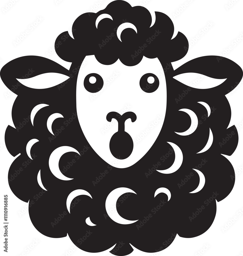 A sheep with a surprised expression wide eyed and mouth open silhouette vector A sheep with a surprised expression wide eyed and mouth open silhouette vector
