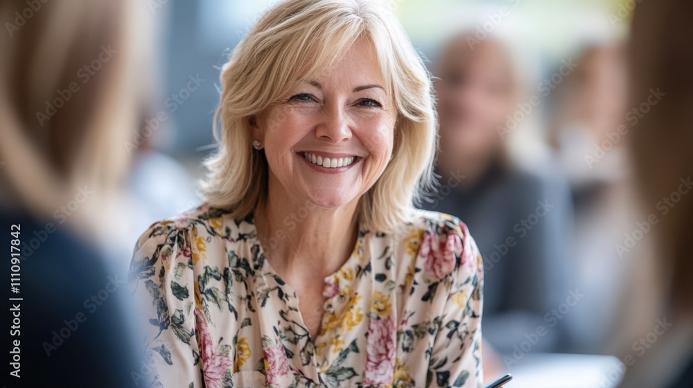 Confident Businesswoman in Meeting Smiling Confident Businesswoman in Meeting Smiling