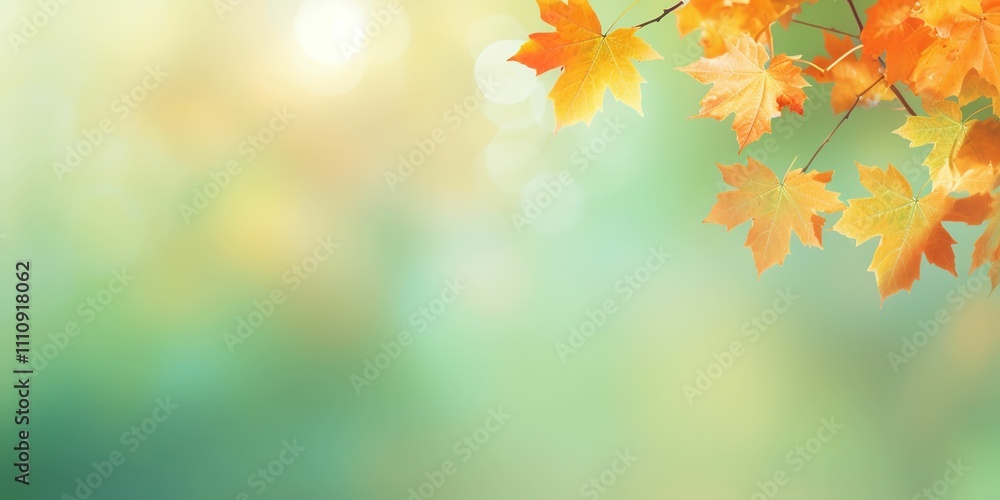 A field of yellow leaves with a bright sun shining on them A field of yellow leaves with a bright sun shining on them
