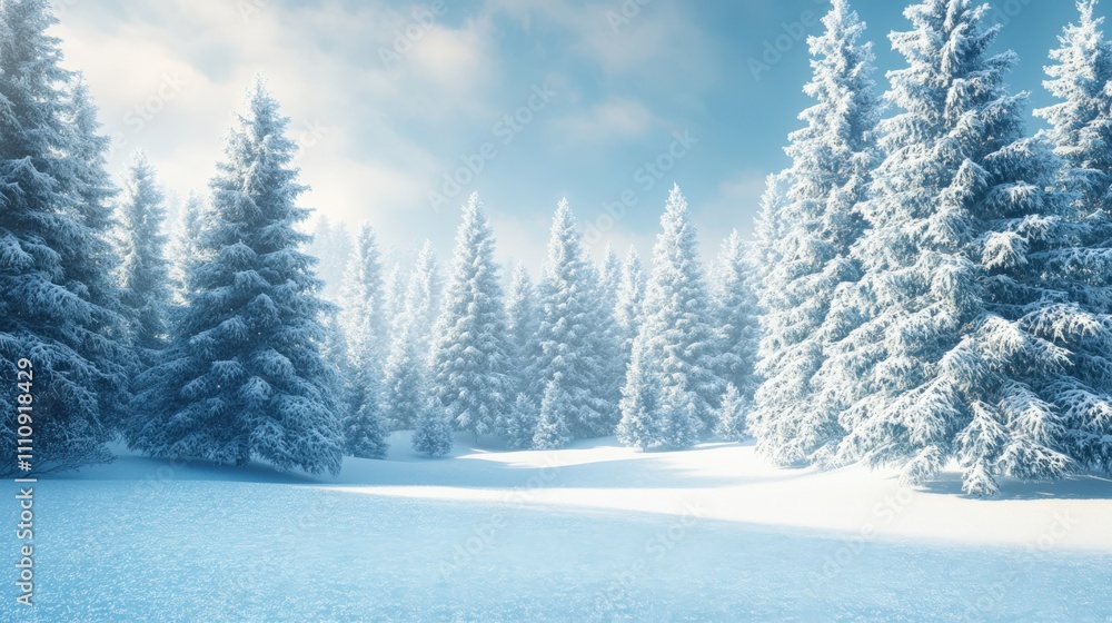 Serene Winter Landscape with Snowy Pines Serene Winter Landscape with Snowy Pines