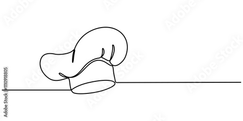 Chef Hat Continuous Line Icon, One single line drawing of chef hat or cap for restaurant vector graphic illustration. Elegant cafe badge concept. Modern continuous line draw design street food. 