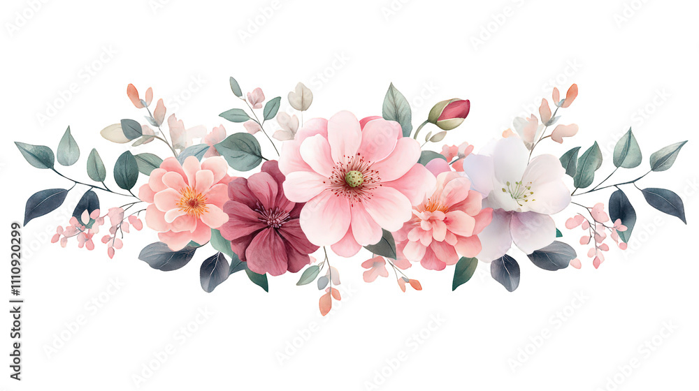 Fototapeta premium Soft Floral Arrangement with Pink and White Blooms on Transparent Background