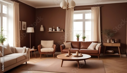 Wallpaper Mural Scandinavian living room interior design zoom background Torontodigital.ca