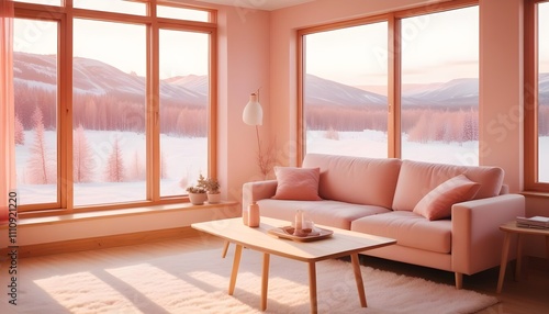 Scandinavian living room interior design zoom background