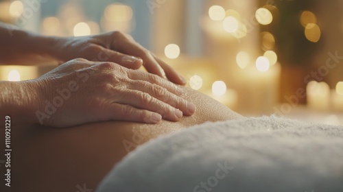 Wallpaper Mural Massage therapy session in a tranquil spa setting with warm candlelight bokeh. Relaxation and wellness concept Torontodigital.ca