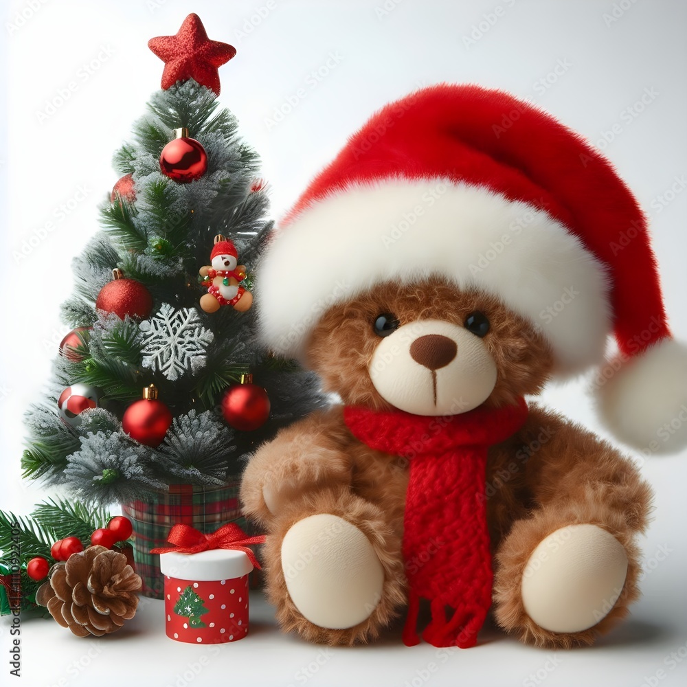 Adorable Bear With Christmas Tree Adorable Bear With Christmas Tree