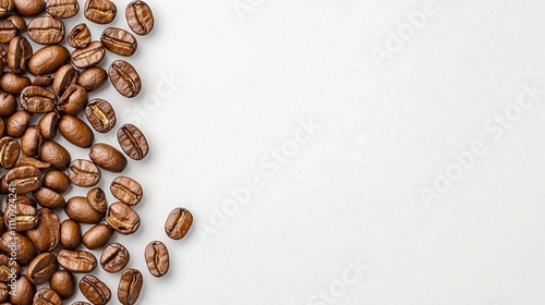 Wallpaper Mural A photostock of rich brown coffee beans spilling out, displayed on a clean white background, perfect for coffee shop or beverage-related designs. High Quality Torontodigital.ca