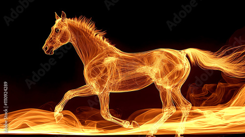 Dynamic X-Ray Visualization of a Galloping Horse Artistic Environment Digital Art Creative Viewpoint Unique Concept photo