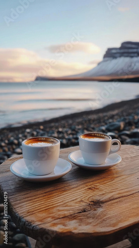 Sunny Coffee Day in Iceland. morning coffee. a holiday in Iceland
