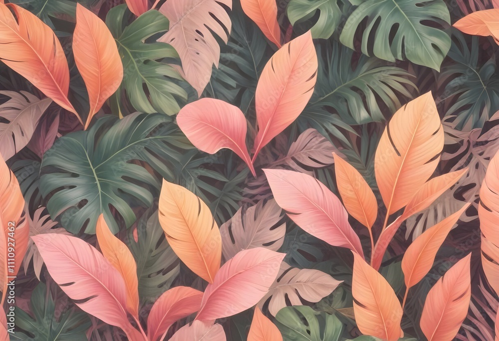custom made wallpaper toronto digitalTropical exotic pattern with animal and flowers in bright colors and lush vegetationn