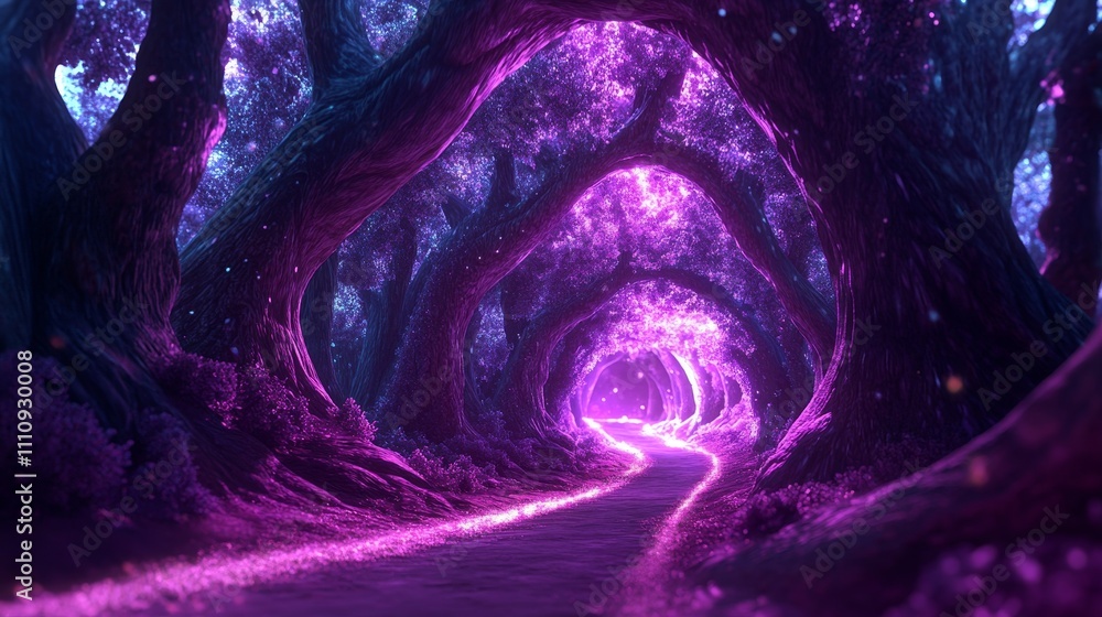 Obraz premium An enchanting fantasy animation scene capturing a magical journey through mystical landscapes, brimming with nature's mysteries and imaginative wonders