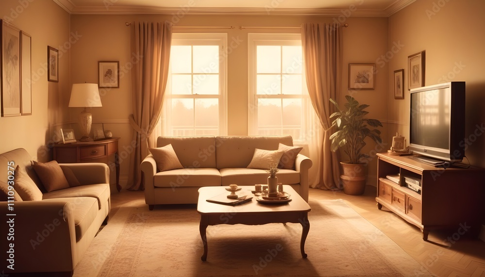 Illustration of the living room interior Illustration of the living room interior