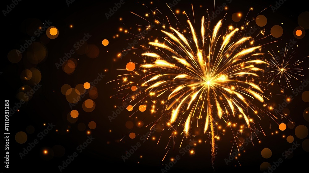 Obraz premium Vibrant golden fireworks illuminating a dark sky