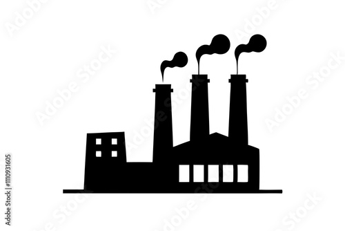 Factory with smokestacks | isolated vector silhouette illustration on white background