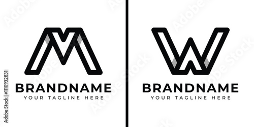 Letters VM or AW Monogram Logo, suitable for any business with VM MV AW or WA initials