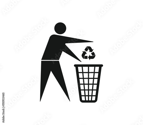 A man throws a trash into a dustbin Do not litter sign