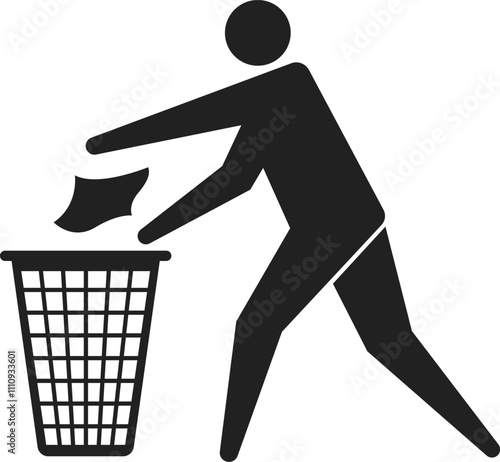 A man throws a trash into a dustbin Do not litter sign