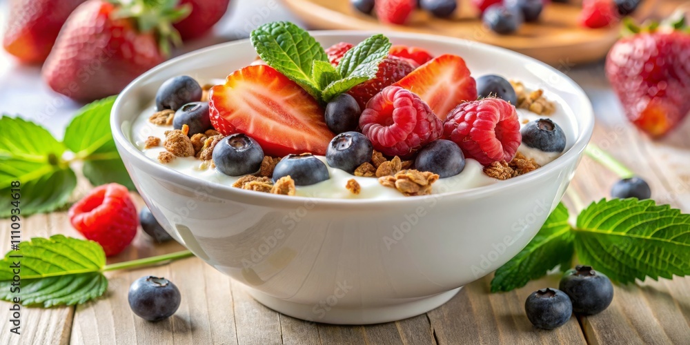 Tempting Yogurt Delight with Berries and Granola - Fresh Breakfast Indulgence in Vibrant Harmony High-Quality Food Photography for Ads and Blogs Tempting Yogurt Delight with Berries and Granola - Fresh Breakfast Indulgence in Vibrant Harmony High-Quality Food Photography for Ads and Blogs