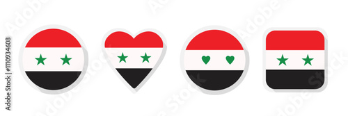 Set of Syria flags collection on white background.