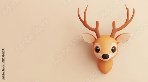 For woodland-themed children's books or animal learning materials, this baby deer paper cutting is perfect.