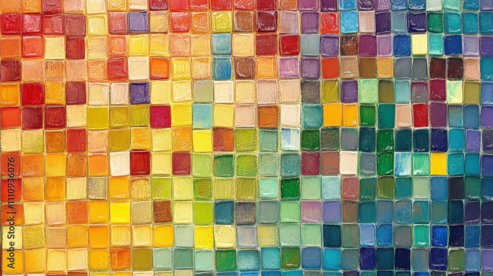 Abstract Mosaic Painting with Vibrant Colors Abstract Mosaic Painting with Vibrant Colors
