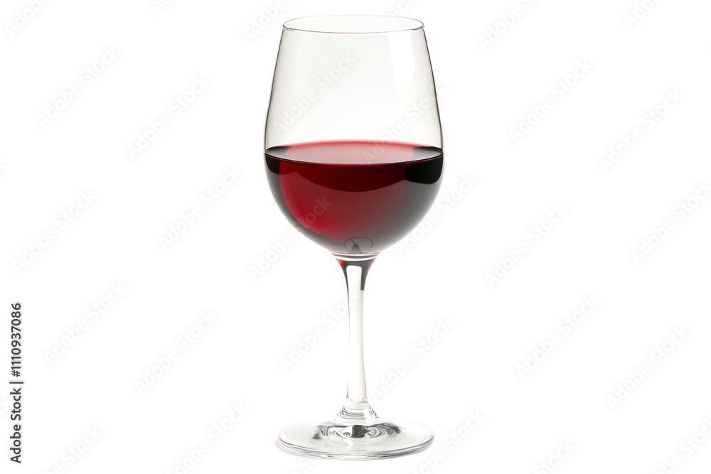 Studio shot of a crystal glass containing red wine on a white background Studio shot of a crystal glass containing red wine on a white background