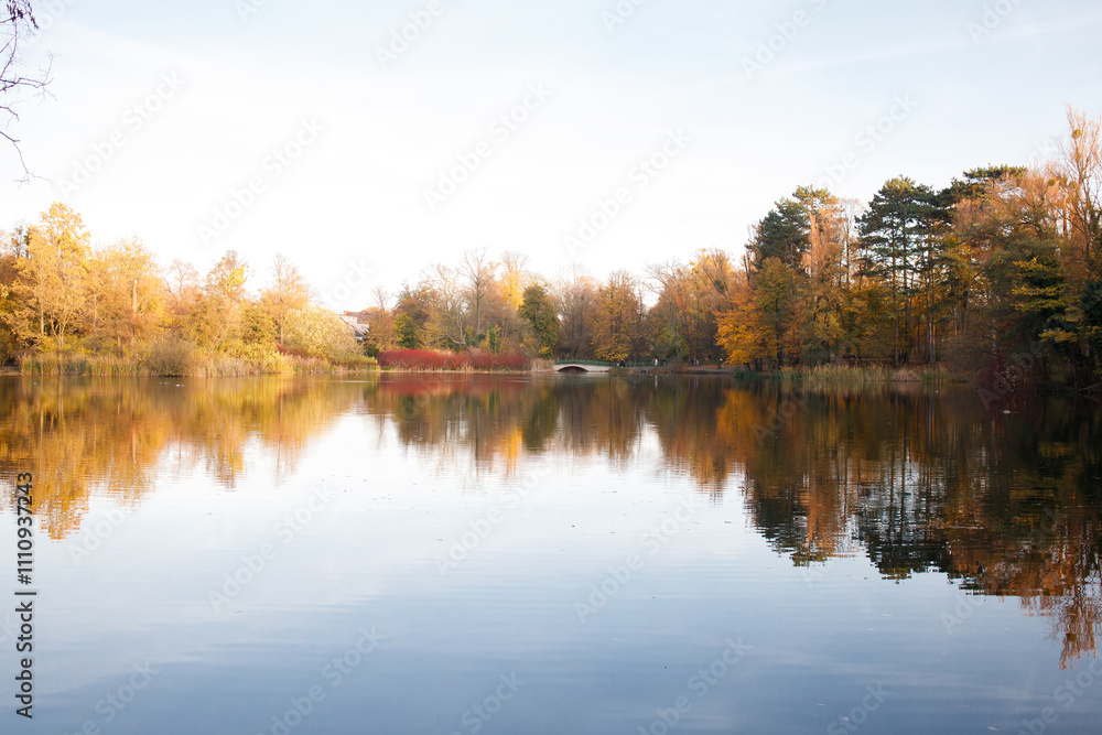 Lake in Solacki park in autumn in Poznan, Poland Lake in Solacki park in autumn in Poznan, Poland