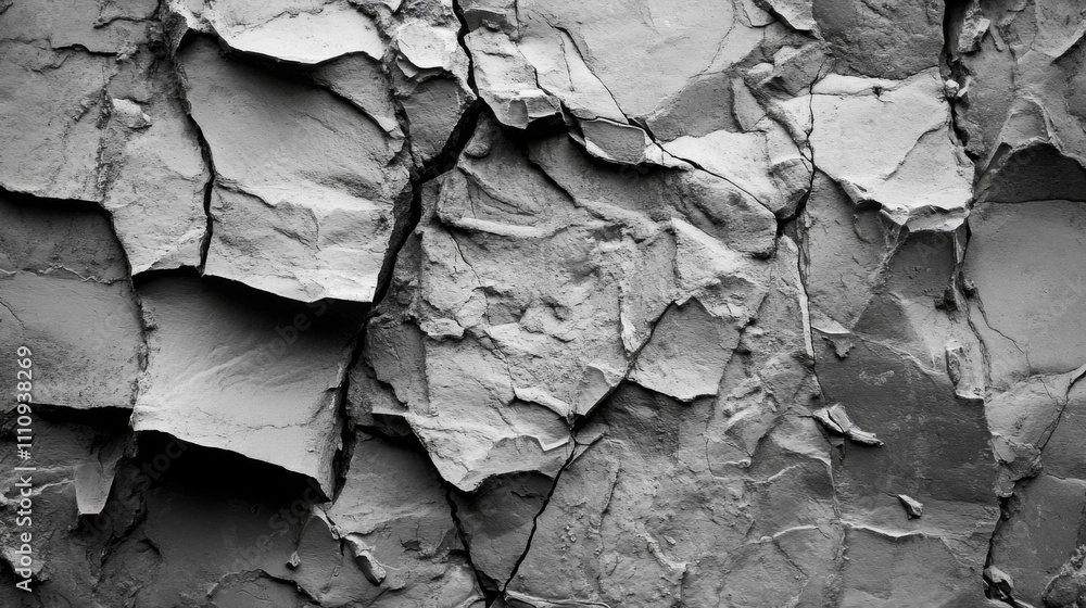 Cracked and Weathered Gray Rock Surface Cracked and Weathered Gray Rock Surface