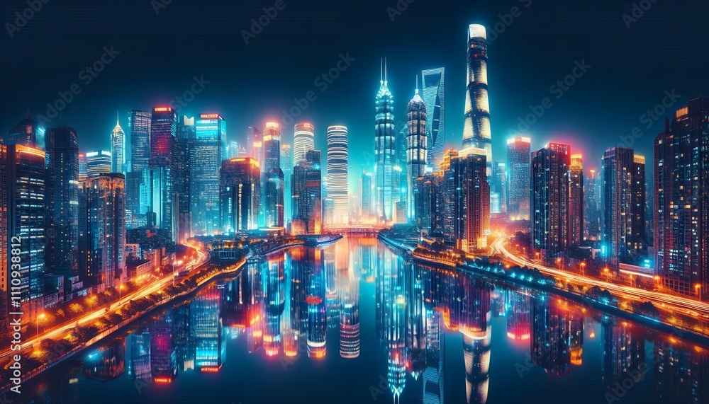 city skyline at night city skyline at night