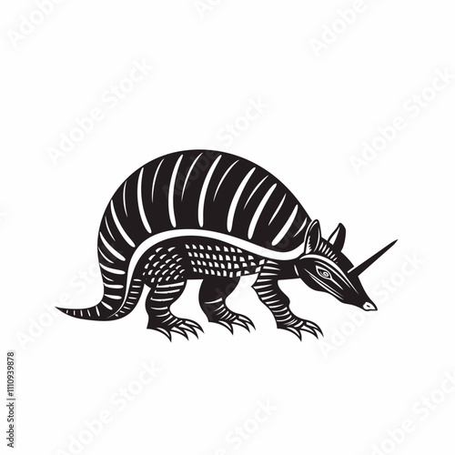 Armadillo Aggressive silhouette vector illustration photo