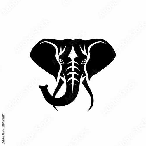 Elephant Aggressive silhouette vector illustration photo