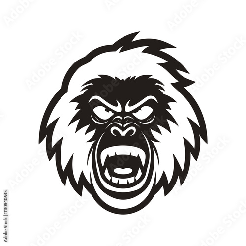 Orangutan Aggressive silhouette vector illustration photo