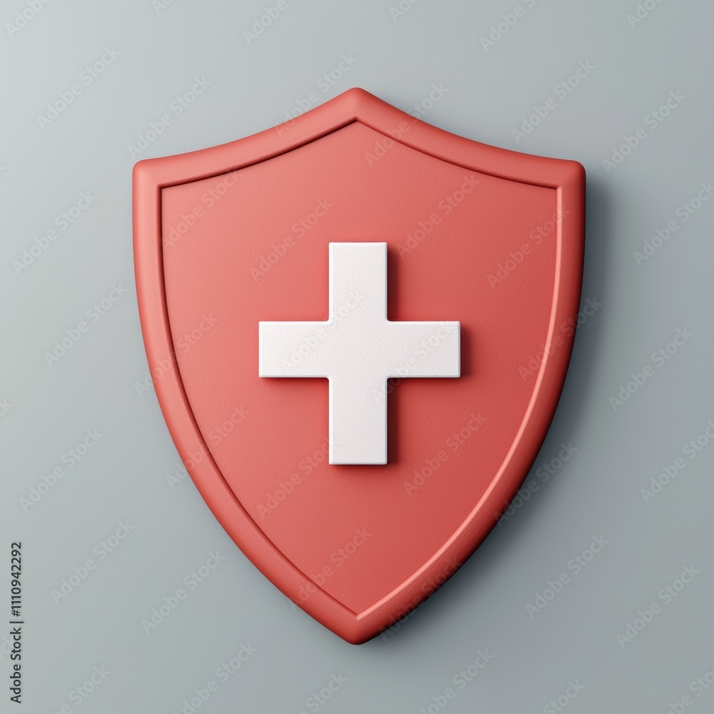 Obraz premium Health warning report concept. Shield with a cross symbol on a textured background.