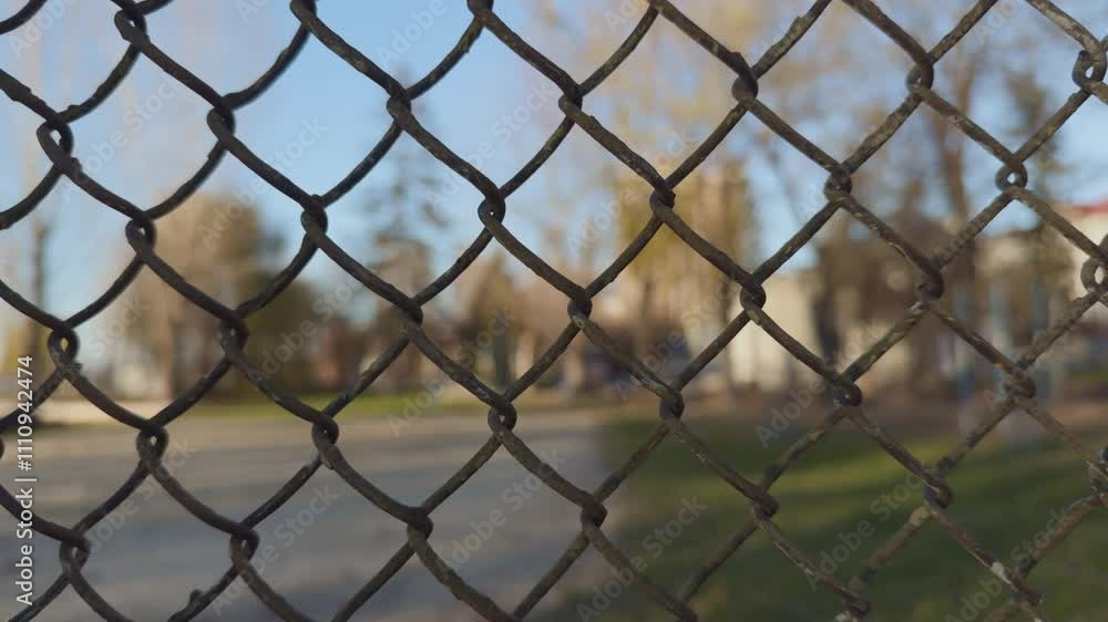 metal fence metal mesh fencing at a sports stadium. Chain link fence metal fence metal mesh fencing at a sports stadium. Chain link fence