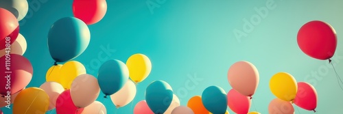 Colorful balloons fill the sky during a celebration on a bright sunny day