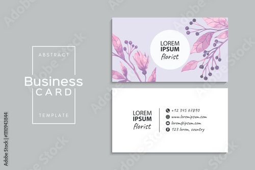 Watercolor floral business card design. Template