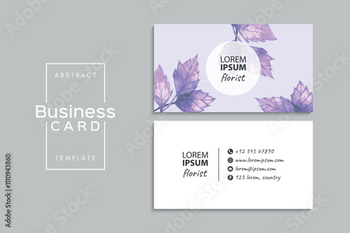 Watercolor floral business card design. Template