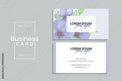 Watercolor floral business card design. Template