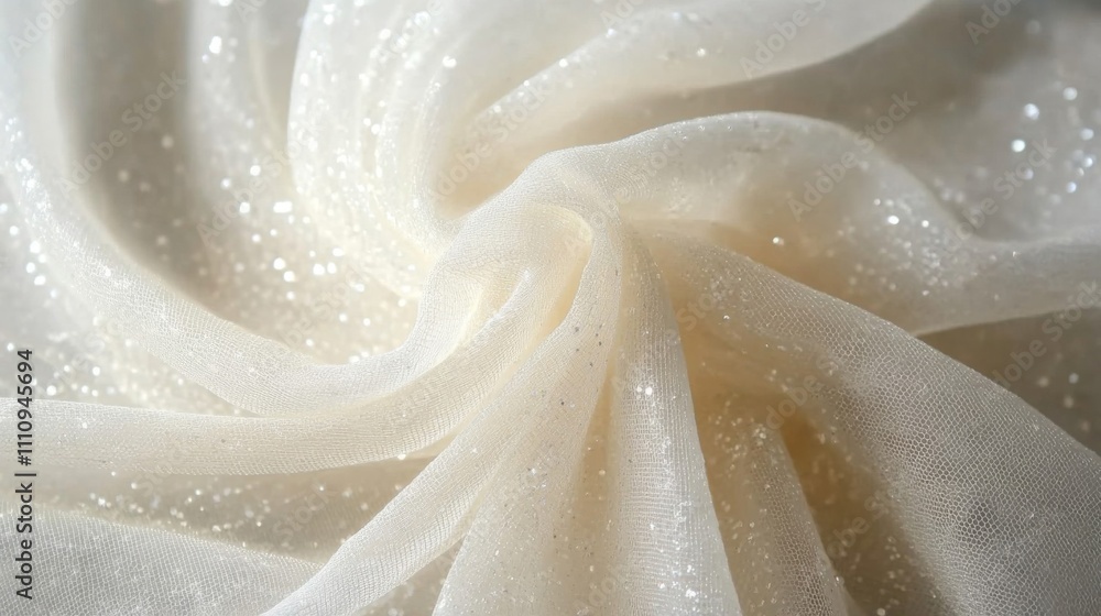 Closeup of White Fabric with Shimmering Glitter Closeup of White Fabric with Shimmering Glitter