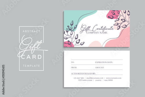 Set of colorful gift cards template. Modern style vector illustration of flowers for saloon, gallery, spa, shop. Gift voucher