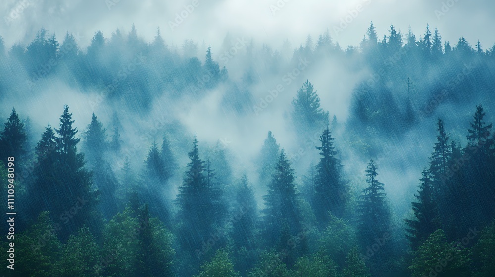 Serene Rain: A mystical forest bathed in the soothing embrace of a gentle rain, shrouded in ethereal mist. Serene Rain: A mystical forest bathed in the soothing embrace of a gentle rain, shrouded in ethereal mist.