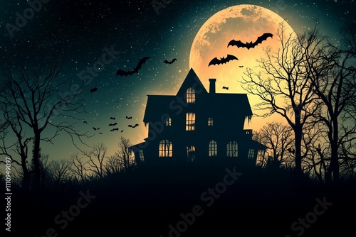 halloween background with house photo