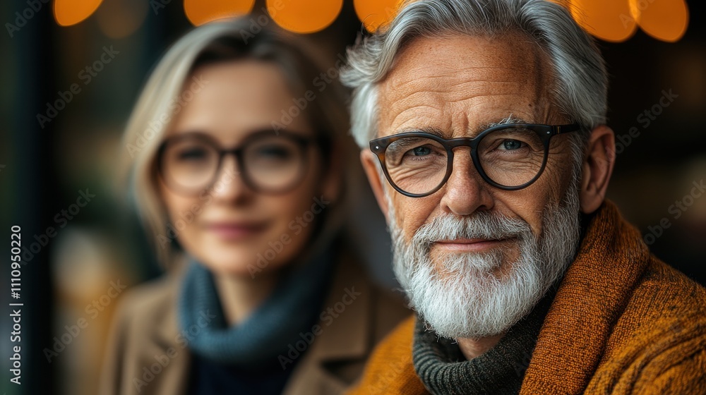 Couple enjoys warm beverages in cozy cafe setting with autumn decor in city center during late afternoon light Couple enjoys warm beverages in cozy cafe setting with autumn decor in city center during late afternoon light