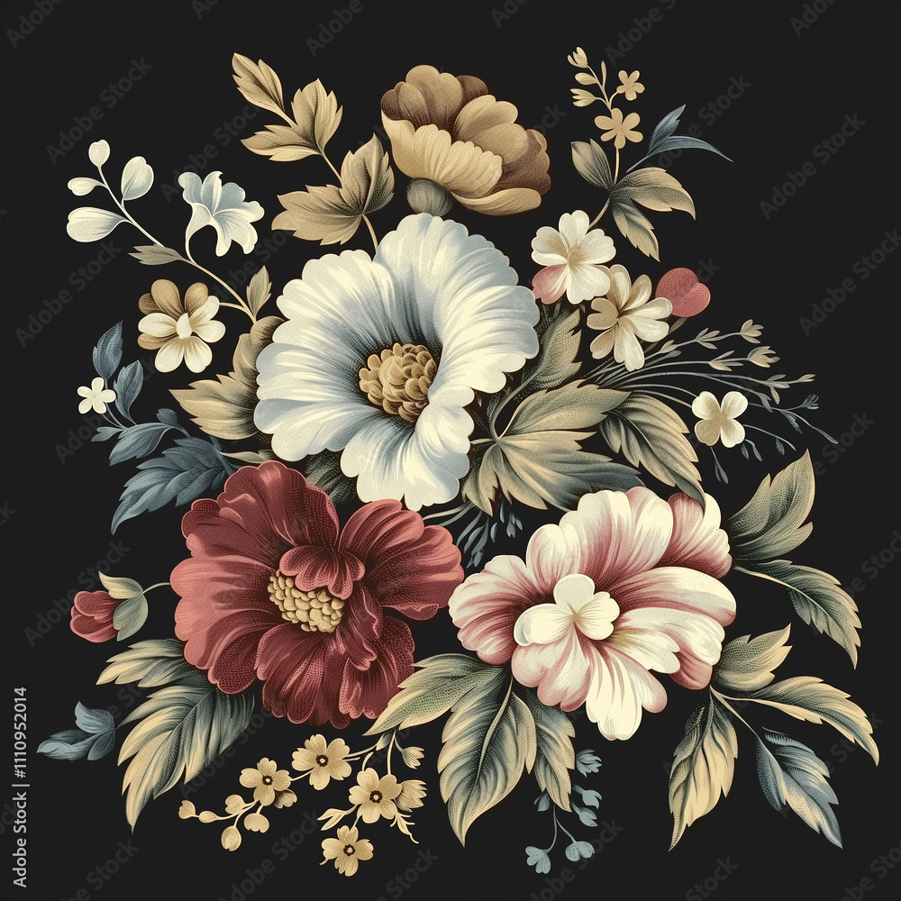 Fototapeta premium Seamles Floral Pattern, Hand painted Watercolor, Wildflowers