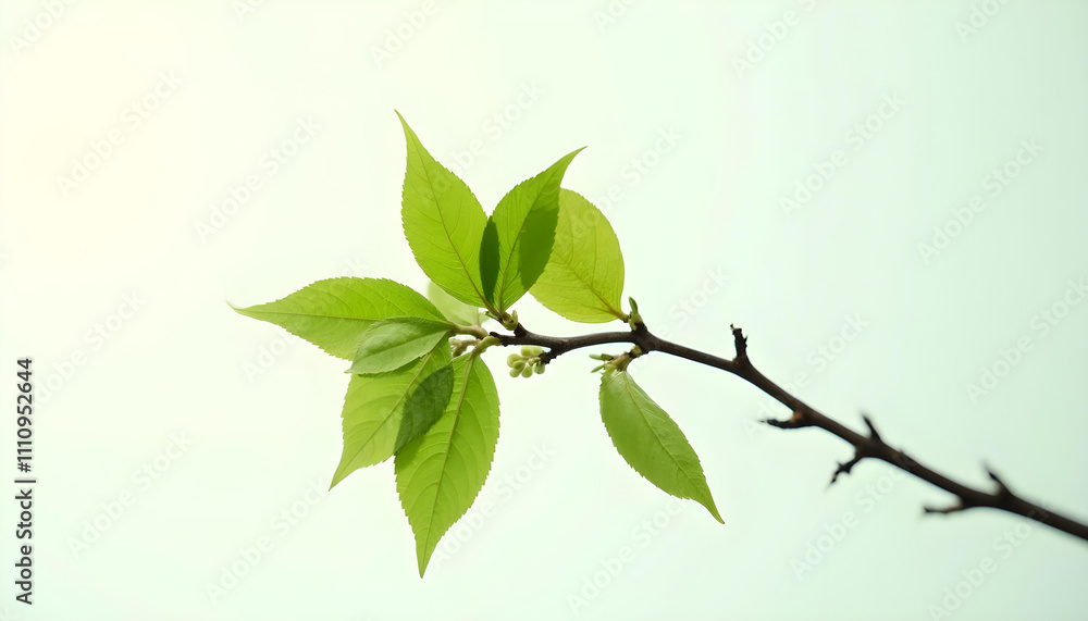 Obraz premium branch with leaves with white background