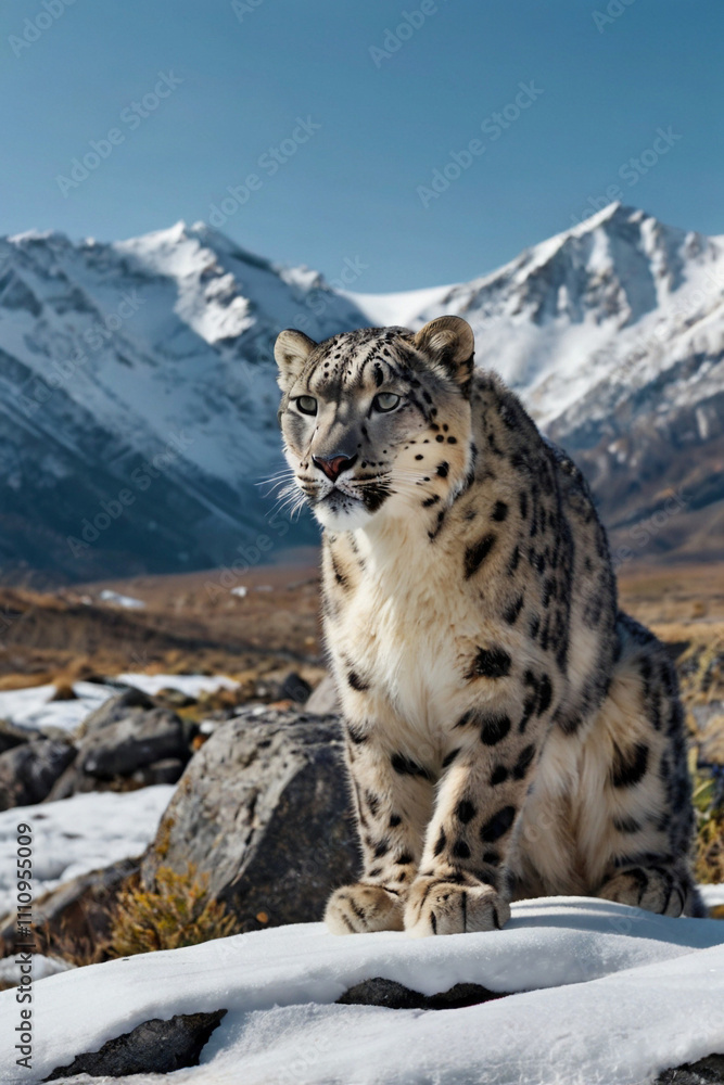 Fototapeta premium snow leopard in the snow
