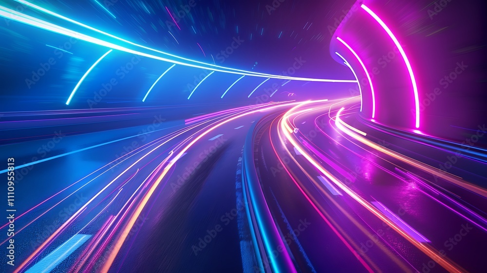 Fototapeta premium Technology motion light trails in vibrant colors