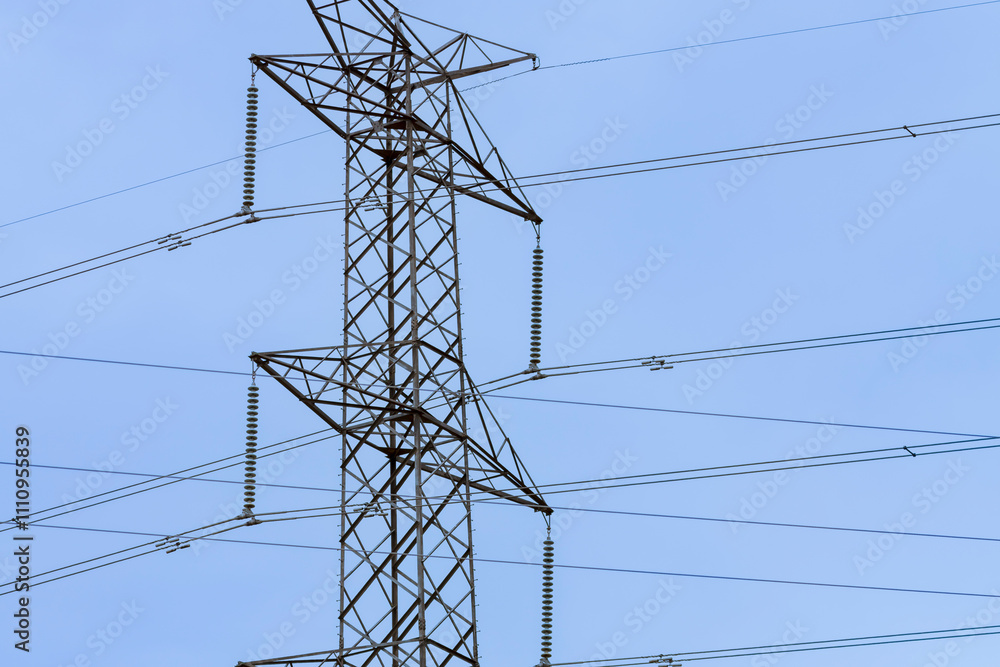 Photograph of a portion of the steel sub section of an electricity Transmission Tower in regional Australia. Photograph of a portion of the steel sub section of an electricity Transmission Tower in regional Australia.
