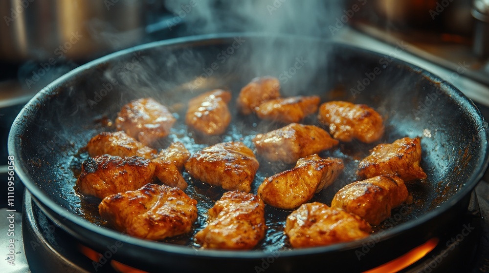 Sizzling Chicken Pieces in a Pan: A Culinary Delight Sizzling Chicken Pieces in a Pan: A Culinary Delight