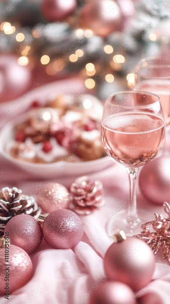Elegant holiday gathering featuring sparkling drinks and festive decorations with delicious treats on a beautifully arranged table Elegant holiday gathering featuring sparkling drinks and festive decorations with delicious treats on a beautifully arranged table